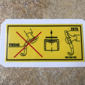 Tappet Warning Sticker 055000339