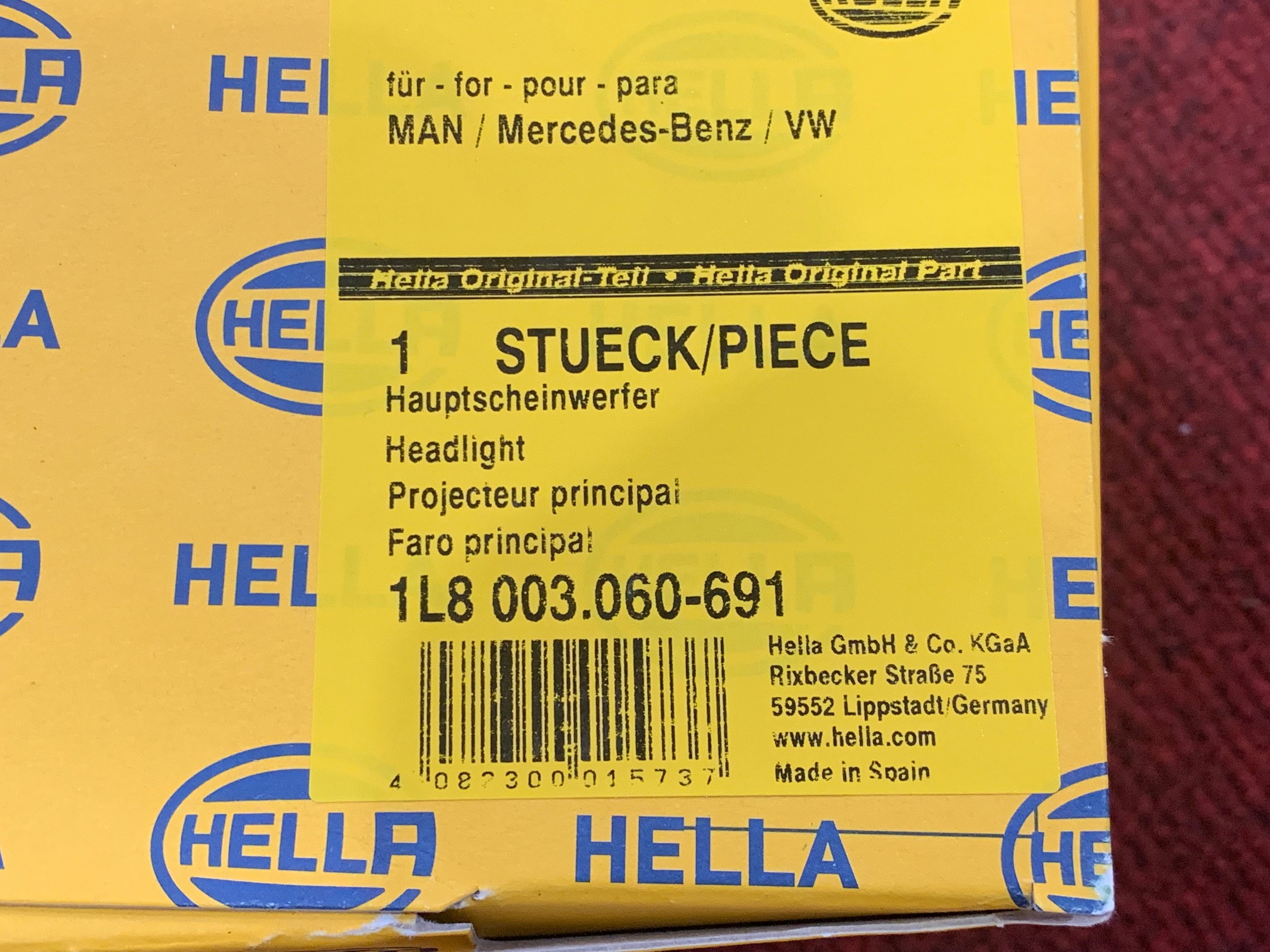 Hella Headlight 114941753H - 1L8003.060-691 - RHD - Image 6