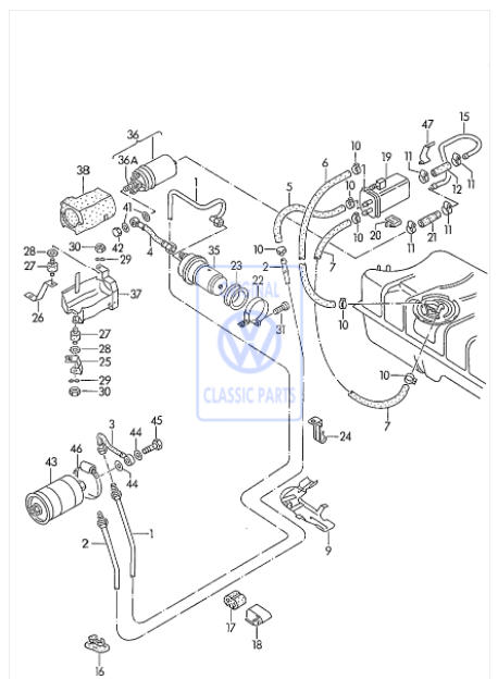 Fuel line between pressure accumulator and flow Mk1 Golf Cabrio and Scirocco - 533201217A - Image 5